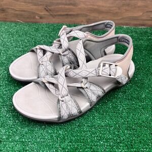 Viakix Walking Strappy Sandals Women's 8 Gray Lightweight‎ Ankle Buckle Strap